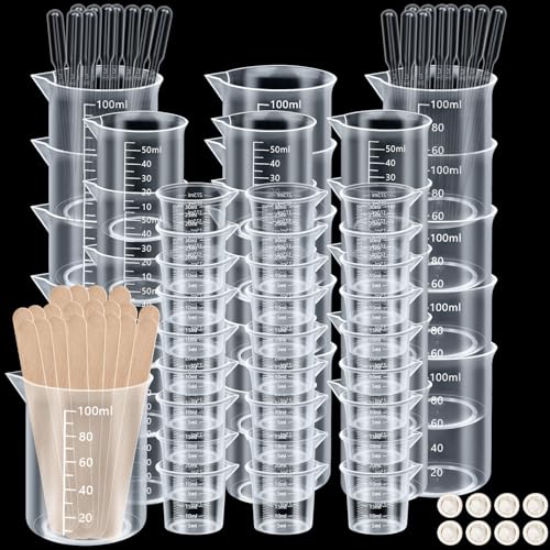 Sinofort 106 Stück Messbecher, Measuring Cups 30ml 50ml 100ml, Epoxidharz Plastik Präzisions Messbecher mit Maßstab Mark, mit 20 Rührstäbe und 20 Pipette, für Labor Küche Waschmittel Chemikalien Sinofort 106 Stück Messbecher, Measuring Cups 30ml 50ml 100ml, Epoxidharz Plastik Präzisions Messbecher mit Maßstab Mark, mit 20 Rührstäbe und 20 Pipette, für Labor Küche Waschmittel Chemikalien von Sinofort