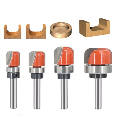 Sinoprotools Fräser-Bit-Set für Schüssel und Tablett, 1/4-Zoll-Schaft, Hartmetallspitze, runde Nase, Schneiden, Hohlkehlen, Saftrillen-Fräser, ideal für die Herstellung von Holzschalen, Tabletts, von Sinoprotools