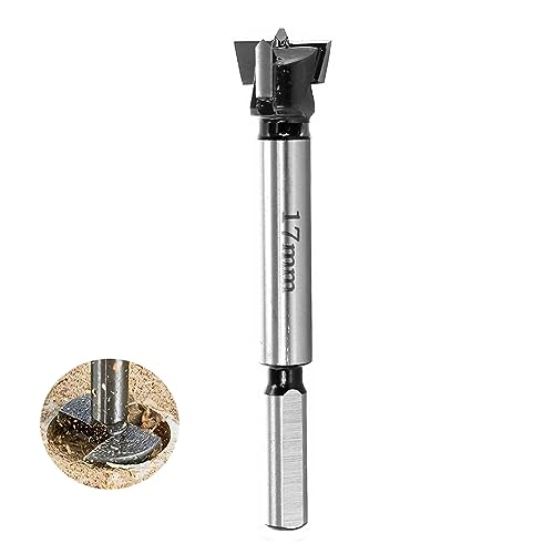 Sinoprotools HW Forstnerbohrer Ø17mm,10mm Schaft Forstner-Bits mit Rundschaft -Bohraufsätze Länge 90 mm,Zubehör Bohrmaschine für Holz Kunststoff von Sinoprotools