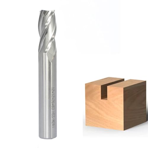 Sinoprotools Schaftfräser,12MM Schaft X Ø 12MM,26mm Schnitttiefe CNC 4-Flöten Spiralfräser,HSS AL End Mill Fräser Bit,für Holz,Aluminium (Ø=12,S=12) von Sinoprotools