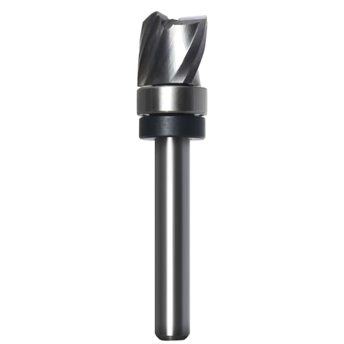 Sinoprotools Spiralfräser 8mm Schaft VHM Fräser, 3Flöten Up Cut Nutfräser, 16mm Schnittdurchmesser，16mm Schnittlänge，Bündig-Profilfräser für Holz Kanten Bündig zu Fräsen oder um zu Kopieren von Sinoprotools
