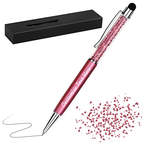 2-in-1 Personalisiert Kristall-Kugelschreiber,Kugelschreiber mit Text Gravur, Metall Stifte für Schule Schreibwaren Bürobedarf (1 Stöcke, Rosa) von Sinseike