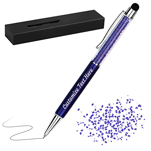 2-in-1 Personalisiert Kristall-Kugelschreiber,Kugelschreiber mit Text Gravur, Metall Stifte für Schule Schreibwaren Bürobedarf (1 Stöcke, Violett) von Sinseike