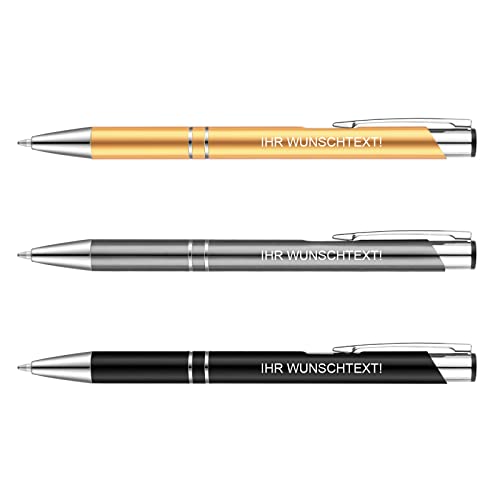 3 Stück Personalisierbar Einziehbarer Kugelschreiber Zitate Druckkugelschreiber Kollegen Eingabestift Metall Motivation Stift für Schreibtisch Mitarbeiter, Schwarz und Gold (Personalisierter) von Sinseike