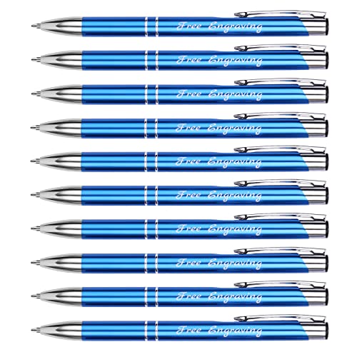 Kugelschreiber Hochwertig,10 Stück Kugelschreiber Schwarz Blau Set,Kulli für einfaches & weiches Schreiben Extra 10 Blau Kugelschreiber Minen (Blau, Personalisiert) von Sinseike