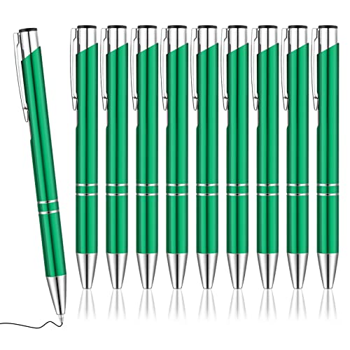 Kugelschreiber Hochwertig,10 Stück Kugelschreiber Schwarz Blau Set,Kulli für einfaches & weiches Schreiben Extra 10 Blau Kugelschreiber Minen (Grün, 10 Stück) von Sinseike