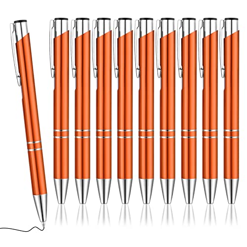 Kugelschreiber Hochwertig,10 Stück Kugelschreiber Schwarz Blau Set,Kulli für einfaches & weiches Schreiben Extra 10 Blau Kugelschreiber Minen (Orange, 10 Stück) von Sinseike