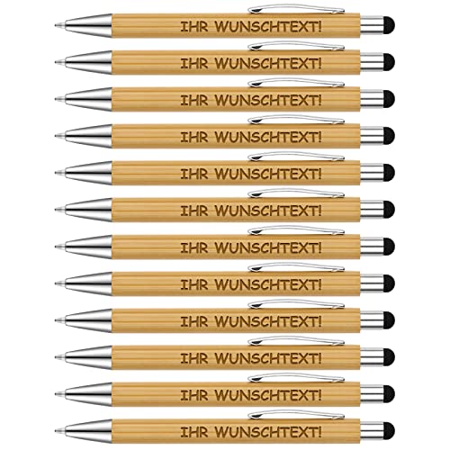 Kugelschreiber Set, 12 Stück Bambus Kugelschreiber, Hochwertiger Bambus Kugelschreiber, Holzkugelschreiber für Schreiben, Journaling, Schule, Bürobedarf, Abschlussgeschenk (Stil 2-Personifizieren) von Sinseike