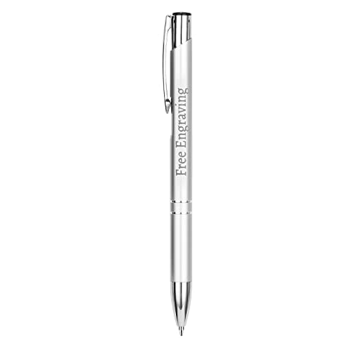 Personalisiert Kugelschreiber Hochwertig,Kugelschreiber set mit Wunschtext & Logo Gravur, Ballpoint Pen für Einfaches & Weiches Schreiben (1 Stück, Silber) von Sinseike