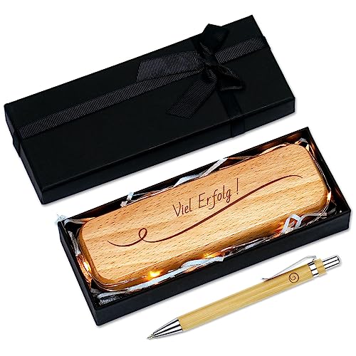 Sinseike Kugelschreiber und Holzbox mit Gravur in Geschenk-Box,Inspirierender Nachhaltig Geschenk für Kollegen, Freunde, Familie (Viel Erfolg) von Sinseike