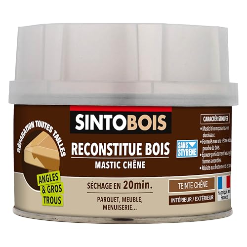 SINTO Holz – Holzpaste – Ecken und große Löcher – füllt fehlende Teile – innen außen – hohe Festigkeit & Haftung – trocken in 20 Minuten – Eiche – professionelle Technik – 190 g von Sinto