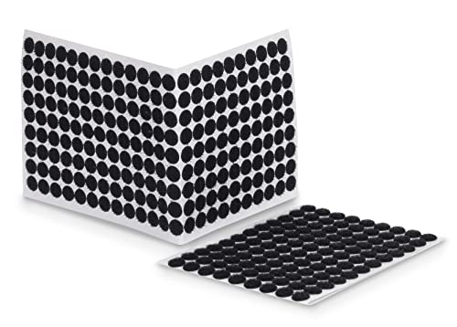 Sintron Klettband Pads, Rückseite selbstklebend, rund, 10 mm, Set mit 200 Stück, schwarz von Sintron