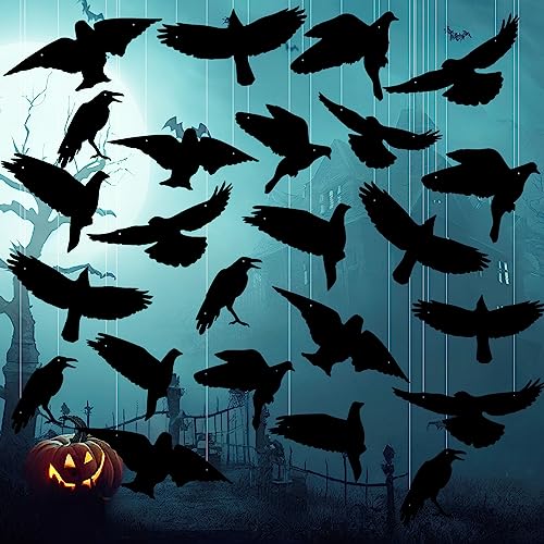 Sintuff 24 Stück hängende schwarze Krähen Halloween Dekoration Außen Halloween Dekorationen Outdoor Große Fliegende Kunststoff Halloween Schwarze Krähen Outdoor Dekor zum Aufhängen im Baum Veranda Hof Sintuff 24 Stück hängende schwarze Krähen Halloween Dekoration Außen Halloween Dekorationen Outdoor Große Fliegende Kunststoff Halloween Schwarze Krähen Outdoor Dekor zum Aufhängen im Baum Veranda Hof von Sintuff