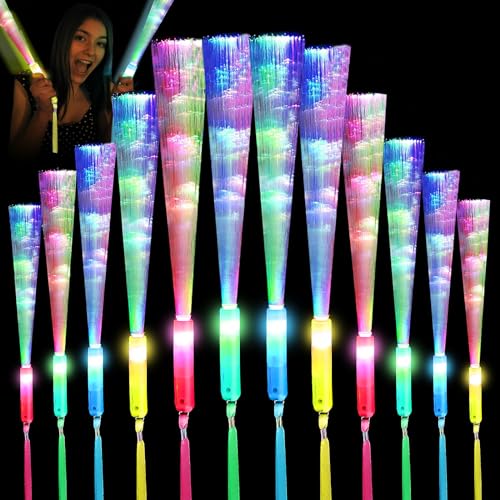 12 Stück Leuchtstäbe Partyzubehör LED, Leuchtstäbe Party, Knicklichter Leuchtstäbe Glasfaser 34cm, Leuchtwedel 3 Modi, Leuchtspielzeug Kinder, Mitgebsel Kindergeburtstag, Hochzeit, Konzert, Lichtshows von Sinwind