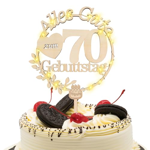 Cake Topper 70th, Tortendeko 70 mit LED Lichterkette, Alles Gute zum Geburtstag 70 Jahre, Kuchen Deko für 70 Männer Frauen, 70th Birthday Decoration Cake Topper 70th, Tortendeko 70 mit LED Lichterkette, Alles Gute zum Geburtstag 70 Jahre, Kuchen Deko für 70 Männer Frauen, 70th Birthday Decoration von Sinwind