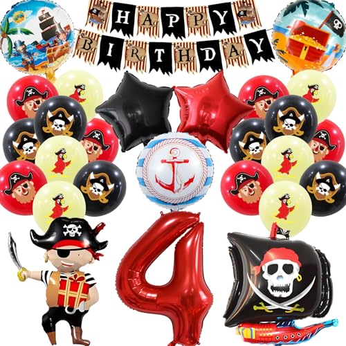 Piraten Kindergeburtstag Luftballons 4 Jahre, Piraten Geburtstagsdeko Jungen 5 Jahre, 27 Stück Piraten Deko Kindergeburtstag Luftballon Set, Piraten Luftballons für Piratenparty Kindergeburtstag (4) Piraten Kindergeburtstag Luftballons 4 Jahre, Piraten Geburtstagsdeko Jungen 5 Jahre, 27 Stück Piraten Deko Kindergeburtstag Luftballon Set, Piraten Luftballons für Piratenparty Kindergeburtstag (4) von Sinwind