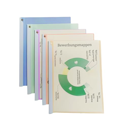 Klemmschienen-Bewerbungsset(Natural Colour Serie, 5 Stück) Der Bewerbungsmappen 90 Grad drehbar, Nieten-Design hilft mir zu öffnen und zu schließen leicht, kann 1-40 A4 Loseblatt-Dokumente passen. von Sinxioer