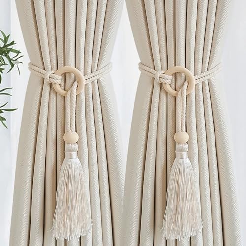 Sinxioer Raffhalter für Vorhänge weiße Raffhalter gardinenhalter Binder Schnallen Moderne Gardinenclips Schlafzimmer 4 Stück (Holz) von Sinxioer
