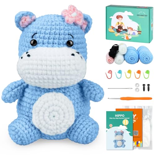 Sinyon Häkelset für Anfänger mit Video-Tutorials – Tier-Häkelmuster, 40%+ Premium-Garn, komplette Häkelwerkzeuge für Erwachsene und Kinder – DIY Handwerk Geschenk für Geburtstage, Weihnachten (Hippo) Sinyon Häkelset für Anfänger mit Video-Tutorials – Tier-Häkelmuster, 40%+ Premium-Garn, komplette Häkelwerkzeuge für Erwachsene und Kinder – DIY Handwerk Geschenk für Geburtstage, Weihnachten (Hippo) von Sinyon