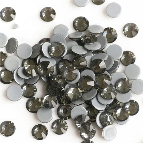 Hotfix-Kristalle mit flacher Rückseite, zum Selbermachen, Basteln, Glitzer, Strass, Glas, selbstklebende Strasssteine zum Aufbügeln, schwarzer Diamant, SS16, 1440 Stück von SioNS