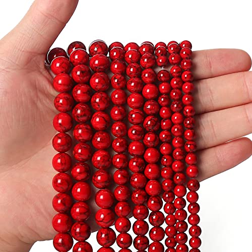 45 Stück 8 mm rote türkise lose Perlen für die Schmuckherstellung, natürliche Halbedelsteinperlen, runde glatte Edelstein-Abstandshalter-Perlen für Halsketten, Armbänder von Siomia