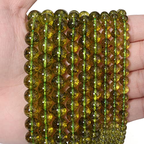60 Stück 6 mm Peridot Jade lose Perlen für Schmuckherstellung, natürliche Halbedelstein-Perlen, rund, glatt, Edelstein-Abstandshalter, Charms für Halsketten, Armbänder von Siomia