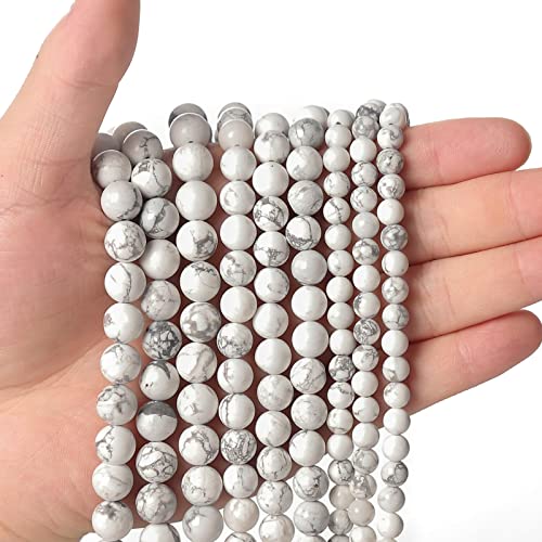 60 Stück 6 mm natürliche weiße Howlith-Edelsteinperlen Energieheilung Kristall runde lose Steinperlen für Schmuckherstellung, DIY Armbänder Halsketten von Siomia