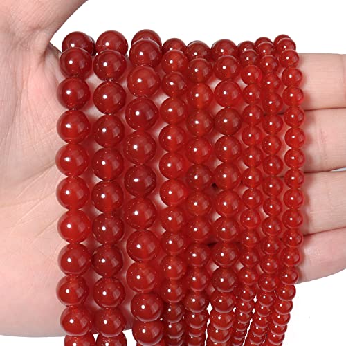 60 Stück natürliche rote Achat-Perlen 6mm Runde Perlen für Schmuckherstellung Armband Halskette von Siomia