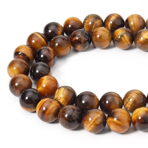 Siomia - 35 Stück Natürliche Gelbe Tigerauge Edelstein Perlen 10mm Energie Heilkristall Runde Lose Stein Perlen für Schmuckherstellung Armband Halskette von Siomia