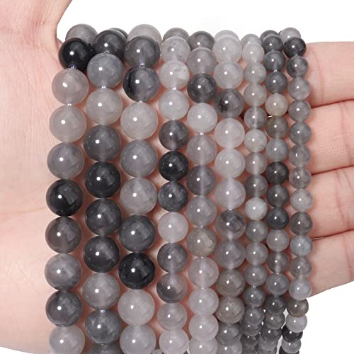 Siomia 60 Stück 6 mm bewölkte natürliche Quarzglas-Edelsteinperlen, Energie-Heilkristall, lose Steinperlen, runde Perlen für Schmuckherstellung, DIY-Armbänder und Halsketten von Siomia