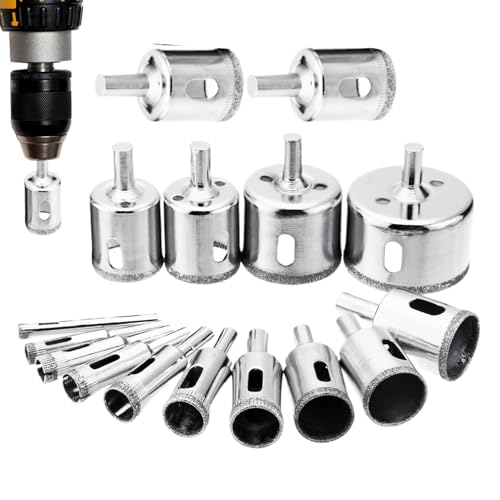 Sionhiuo Bohrer Set - 16 Teile Keramikbohrer Set,Hartmetall Lochbohrer für Keramik Marmor Granit Stein Sionhiuo Bohrer Set - 16 Teile Keramikbohrer Set,Hartmetall Lochbohrer für Keramik Marmor Granit Stein von Sionhiuo