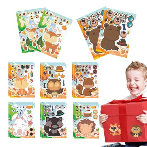 Sionhiuo Gesichtsaufkleber für Kinder, Tiergesichtsaufkleber | 16x Cartoon Animal Face Sticker für Handwerk - Party bevorzugt Vorräte, pädagogisches Kleinkind -Puzzlespiel für und Mädchen Sionhiuo Gesichtsaufkleber für Kinder, Tiergesichtsaufkleber | 16x Cartoon Animal Face Sticker für Handwerk - Party bevorzugt Vorräte, pädagogisches Kleinkind -Puzzlespiel für und Mädchen von Sionhiuo