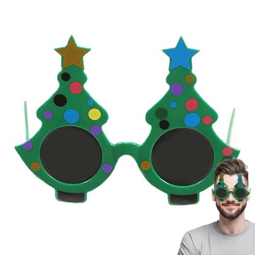 Sionhiuo Grüne Weihnachtsbaum-Sonnenbrille, Weihnachtsbaum-Brille | Weihnachtssonnenbrille | Kostümzubehör, ausgefallene Brillen, Verkleidungszubehör für Weihnachtsfeiern von Sionhiuo