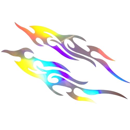 Sionhiuo Sticker Für Krafträder - Flammen Design Auto Aufkleber,Wasserdichte Abzeichen 2er Set Für Roller Stoßstange Briefkasten Motorschlitten Skateboard LKW von Sionhiuo