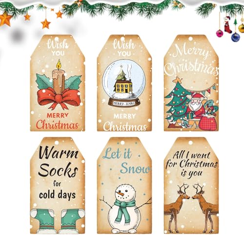 Sionhiuo Weihnachtsetiketten,Weihnachtsnamensschilder - Weihnachtsanhänger-Dekoration, Weihnachtsbaumschmuck,Weihnachtsdekorationsanhänger, Weihnachtsbänder für Familie, Freunde oder sogar Liebhaber von Sionhiuo