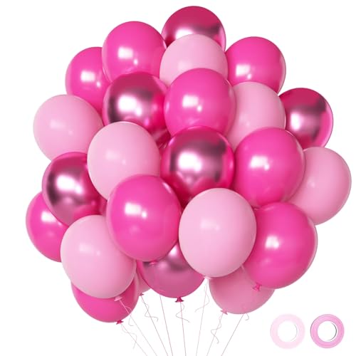 Luftballons Geburtstag Pink Rosa Sipeayan 50 Stück 30cm Helium Ballons Latex Ballons Barbie Pink Rosa Metallic Ballons für Mädchen Frauen Geburtstag Hochzeit Babyparty Taufe Party Deko von Sipeayan
