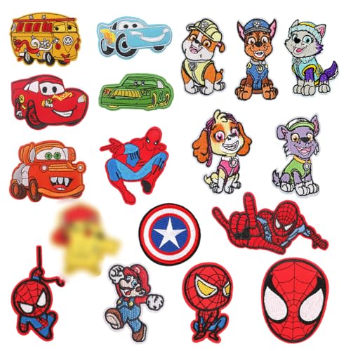 Bügelflicken Kinder, Aufbügelflicken Kinder, 18 Stück Patches Aufnäher, Bügelaufkleber Kleidung, Patches zum Aufbügeln von Siphus