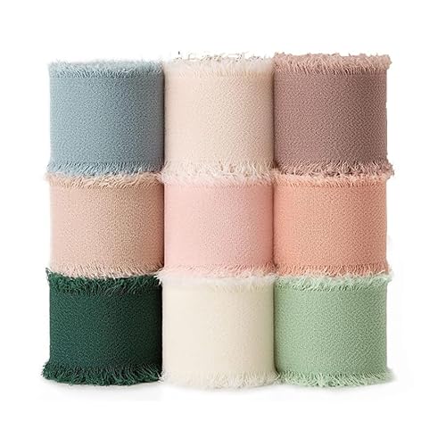 Sipiris 9 Farbe Geschenkband, 2,5 cm x 24,6 m, Hochzeit Schleifenband Dekoband,Chiffon Seidenband,Geschenkband Breit,Chiffonband Fransen,Fransenstoffband,Bänder-Set für Verpackungen, DIY-Kunsthandwerk Sipiris 9 Farbe Geschenkband, 2,5 cm x 24,6 m, Hochzeit Schleifenband Dekoband,Chiffon Seidenband,Geschenkband Breit,Chiffonband Fransen,Fransenstoffband,Bänder-Set für Verpackungen, DIY-Kunsthandwerk von Sipiris