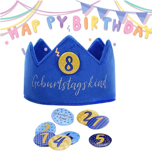 Sipiris Geburtstagskrone Kinder，Geburtstagskrone Stoff, Geburtstag Kinderkrone, Krone Geburtstagm It Auswechselbaren Zahlen von 1-9 für mädchen Junge Geburtstag Party Supplies von Sipiris
