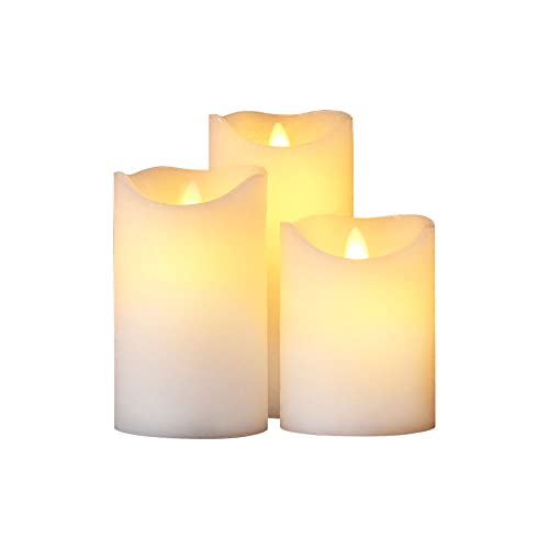 Sirius LED Kerze Sara Exclusive 3er Set Echwachs creme 7,5 x 10-12,5-15 cm von Sirius