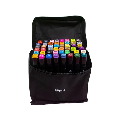Doppelseitiges Marker-Set, permanentes Zeichnen, Kunstbedarf, kreativer Zeichenstift, feine und Pinselspitze mit Tragetasche zum Ausmalen, Tagebuch Doppelseitiges Marker-Set, permanentes Zeichnen, Kunstbedarf, kreativer Zeichenstift, feine und Pinselspitze mit Tragetasche zum Ausmalen, Tagebuch von Sirseon