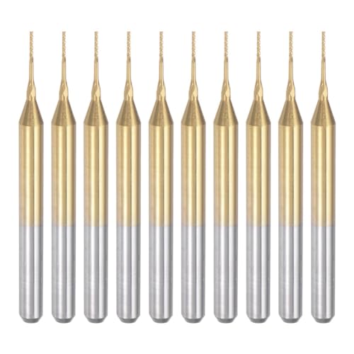 Sirxlevcy 10 Stück Titanbeschichtete Hartmetall-Schaftfräser, Gravurfräser, CNC-Fräser für Leiterplattenmaschinen, 1/8 Schaft, 0,5 mm Sirxlevcy 10 Stück Titanbeschichtete Hartmetall-Schaftfräser, Gravurfräser, CNC-Fräser für Leiterplattenmaschinen, 1/8 Schaft, 0,5 mm von Sirxlevcy
