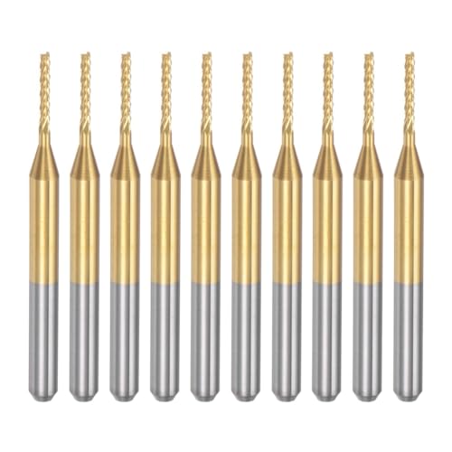 Sirxlevcy 10 Stück Titanbeschichtete Hartmetall-Schaftfräser, Gravurfräser, CNC-Fräser für Leiterplattenmaschinen, 1/8 Schaft, 1,1 mm Sirxlevcy 10 Stück Titanbeschichtete Hartmetall-Schaftfräser, Gravurfräser, CNC-Fräser für Leiterplattenmaschinen, 1/8 Schaft, 1,1 mm von Sirxlevcy
