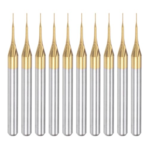 Sirxlevcy 10 Stück Titanbeschichtete Hartmetall-Schaftfräser, Gravurfräser, CNC-Fräser für Leiterplattenmaschinen, 1/8 Schaft 0,3 mm Sirxlevcy 10 Stück Titanbeschichtete Hartmetall-Schaftfräser, Gravurfräser, CNC-Fräser für Leiterplattenmaschinen, 1/8 Schaft 0,3 mm von Sirxlevcy
