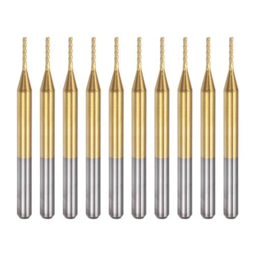 Sirxlevcy 10 Stück Titanbeschichtete Hartmetall-Schaftfräser, Gravurfräser, CNC-Fräser für Leiterplattenmaschinen, 1/8 Schaft 0,9 mm Sirxlevcy 10 Stück Titanbeschichtete Hartmetall-Schaftfräser, Gravurfräser, CNC-Fräser für Leiterplattenmaschinen, 1/8 Schaft 0,9 mm von Sirxlevcy