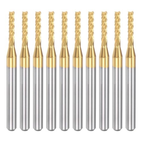Sirxlevcy 10 Stück Titanbeschichtete Hartmetall-Schaftfräser, Gravurfräser, CNC-Fräser für Leiterplattenmaschinen, 1/8 Schaft 1,8 mm Sirxlevcy 10 Stück Titanbeschichtete Hartmetall-Schaftfräser, Gravurfräser, CNC-Fräser für Leiterplattenmaschinen, 1/8 Schaft 1,8 mm von Sirxlevcy