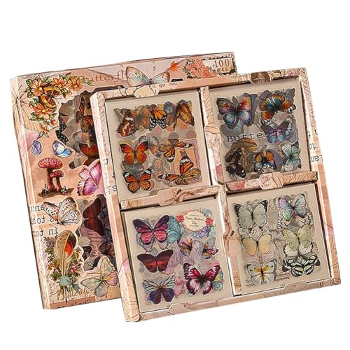 Sirxlevcy 100 Blatt Vintage-Scrapbook-Aufkleber mit Schmetterlings-Pflanzen- und Blumenmotiv für Junk-Journal-Zubehör, Schmetterlingsflügel Sirxlevcy 100 Blatt Vintage-Scrapbook-Aufkleber mit Schmetterlings-Pflanzen- und Blumenmotiv für Junk-Journal-Zubehör, Schmetterlingsflügel von Sirxlevcy