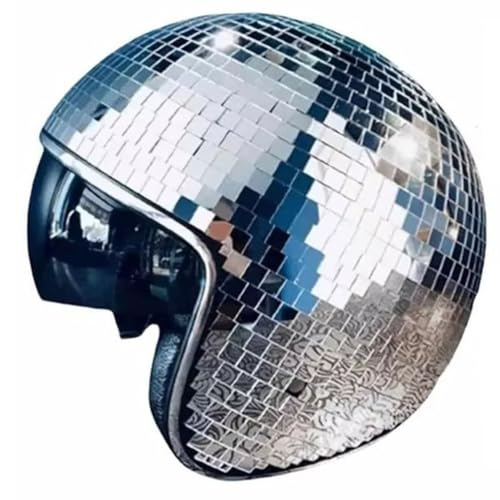 Sirxlevcy Diskokugel-Helm, Glitzerspiegel, Glas, Punk-Kostümhut mit Einziehbarem Visier, Discokugel-Hut für Bar-DJ-Club-Zubehör Sirxlevcy Diskokugel-Helm, Glitzerspiegel, Glas, Punk-Kostümhut mit Einziehbarem Visier, Discokugel-Hut für Bar-DJ-Club-Zubehör von Sirxlevcy