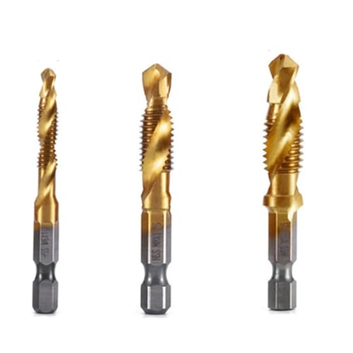 Sirxlevcy M6+M8+M10 Sechskantschaft, Titanbeschichtet, HSS-Gewindebohrer, Metrisch, Gewindebohrer, Schraubmaschine, Verbundgewindebohrer, Offenes Fasenwerkzeug Sirxlevcy M6+M8+M10 Sechskantschaft, Titanbeschichtet, HSS-Gewindebohrer, Metrisch, Gewindebohrer, Schraubmaschine, Verbundgewindebohrer, Offenes Fasenwerkzeug von Sirxlevcy