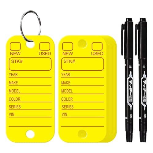 Sirxlevcy PVC-Anhänger mit Etiketten und Ringen, Autoschlüsselanhänger Zur Organisation, Identifikation und Gepäckanhänger mit Markierungen, 200 Stück, Gelb Sirxlevcy PVC-Anhänger mit Etiketten und Ringen, Autoschlüsselanhänger Zur Organisation, Identifikation und Gepäckanhänger mit Markierungen, 200 Stück, Gelb von Sirxlevcy